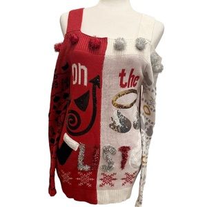 Off the Shoulder “Ugly” Christmas Sweater Size M